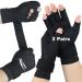 2 Pairs Copper Arthritis Gloves with Adjustable Wrist Strap for Women & Men for Pain  Fingerless Compression Gloves for Arthritis Carpal Tunnel RSI Swelling Rheumatoid & Typing (Large/X-Large  Black) Large/X-large Black
