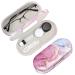 Fintie 2 in 1 Contact Lens Case and Eyeglasses Case Double Sided Portable Contact Lens Travel Case with Built-in Mirror Tweezer and Contact Lens Solution Bottle Included dreamy marble