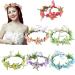 6Pcs Adjustable Floral Headbands with Elastic Ribbon Flowers Crown Garland Women Girls Teens Headpiece for Party Wedding Beach Festival Multicoloured