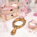 Geetery Vintage Oval Handheld Mirror Set - Antique Cosmetic Aesthetic Makeup Mirrors with Embossed Flower Design in Gold & Pink for Girls and Women - Buy Online on GoSupps.com