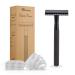 Bamboozy Safety Razor with 20 razor blades - razor plane for women and men - stainless steel - Zero waste - Double edge wet razier - Black Matt
