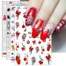 JMEOWIO 9 Sheets Christmas Nail Art Stickers Decals Self-Adhesive Red Snowflake Xmas Winter Holiday Nail Supplies Nail Art Design Decoration Accessories