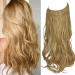ZAIQUN Hair Extensions Invisible Secret Wire Hair Extensions One Piece Straight Curly Wavy Hair Extension Synthetic Hairpieces for Women 18/20/22 inch 20 Inch--Curly Dirty Blonde--20''