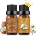 Sedbuwza Vanilla Coconut Essential Oil Set Vanilla Fragrance Oil Coconut Scent Oil Set for Diffuser Aromatherapy Massage Soap Candle Making 2 x 10 ml Coconut + Vanilla