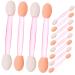 Mikinona 100pcs Eye Shadow Stick Eyeliner Applicator Brush Eyeshadow Applier Comestic Mini Pink Rubber Cotton 6.20X0.50X0.50CM Pink