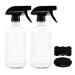 Cornucopia 16oz Clear Glass Spray Bottles w/Chalk Labels (2 Pack) Boston Round Bottles with 3-Setting Adjustable Heavy Duty Sprayers