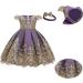Myrisam Baby Girl Purple Embroidered Christening Dress with Headwear - 3-6 Months | Backless Wedding Party Baptism Gown - Buy Online on GoSupps.com