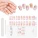 EBANKU 20pcs Nail Wraps Self Adhesive Gel Nail Stickers Nail Gel Polish Sticker Salon-Qulity Nail Strips UV/LED Lamp Required Gel Strips for Nails with Nail File and Stick(Pink Flow)