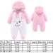 Newborn Baby Cartoon Bear Snowsuit | Winter Fleece Hooded Romper | Pink Rabbit | 0-3 Months - Buy Online on GoSupps.com