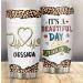Personalized Tumbler For Nurse From Coworkers Nurse Gifts Stethoscope Leopard Theme Beautiful Day Custom Name Stainless Steel 20 Oz Travel Cup For Nurse's Day Birthday Variation 1