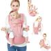 Viedouce Baby Carrier Ergonomic with Hip Seat/Pure Cotton Lightweight and Breathable/Multiposition:Dorsal, Ventral, Adjustable for Newborn and Toddler 3 to 48 Month Pink with Hip Seat