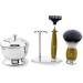 Premium Synthetic Hair Shaving Brush Set with Bowl & Stand - 3-Edged Steel Shaving Brush for Ultimate Comfort - Buy Online on GoSupps.com