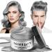 Silver Gray Temporary Hair Color Wax 4.23 oz Instant Natural Hairstyle Cream Dye Grey Styling Pomadesfor Men Girls Women Youth Disposable Coloring Mud for Party Cosplay DIY Halloween