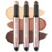 FOCALLURE 3 Pcs No Crease Eyeshadow Sticks Shimmer & Matte Eye Shadow Crayon Set with Blending Sponge Brush Smooth Texture Cream Eye Highlighter Pen Long Lasting Waterproof Eyeshadow Brightener Stick Makeup the West Coas...