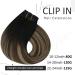 Vivien Extensions - Real Hair Clip-in Balayage Extensions #1b/4/18 | 40cm 120g | Remy Clip-in Hair | 16 Inch 7pcs - Buy Online on GoSupps.com