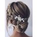 Easedaily Flower Bride Wedding Hair Pin Silver Leaf Crystal Bridal Hair Piece Rhinestone Hair Accessories for Women and Girls free size
