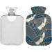 Mnsruu Japanese Hot Water Bottle with Crane Design & Velvet Cover | 1L Warm-Up Bag for Hand Pain Relief & Heat/Cold Therapy - Buy Online on GoSupps.com