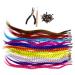JZZJ Synthetic Hair Extension Kits with 52 Synthetic Assorted Colors Stick Tip Hair Extensions 100 Beads Pliers and Hook (Bright & Pretty Mixed Colors)