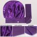Arqumi Silk Bonnet 2PCS for Sleeping - Adjustable Satin Sleep Cap for Long Curly Hair - Black & Purple - Buy Online on GoSupps.com