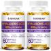 Johiear Hyaluronic Acid Supplements 850mg High Bioavailable Dietary Hyaluronic Acid Capsules Double Strength Skin Hydration Eye Health Hair & Nails Growth Support 60 Softgels 2 Pack
