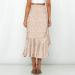 Sanahy Women's Boho Floral Leopard Ruffle High Waisted Midi Skirt - Beige - Size L - Buy Online on GoSupps.com
