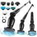 Electric Spin Scrubber Cordless Cleaning Brush with Adjustable Extension Handle 8 Replaceable Brush Heads Power Display IPX5 Waterproof Shower Scrubber for Floor Tile Car