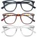 Stylish Reading Glasses for Women & Men - 3 Pack Lightweight Frames | Black Tortoise Clear - 1.0x Magnification - Buy Online on GoSupps.com
