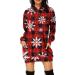 Women's Christmas Print Long-Sleeved Hoodie Dress - Oversized Red Sweatshirt with Pocket - Buy Online on GoSupps.com