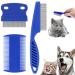 Dog cats lice comb 3 pieces of care comb pets flea tear stain remover comb stainless steel metal combs for effective against fleas and lice dogs cat care tools (blue)