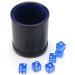Harbor Loot Blue Dice Shaker Cup Complete with Matching Dice Set of Six Blue Translucent Dice