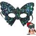Butterfly Face | Bling Cosplay Sequins Half Face Decor | Stage Show Costume Half Butterfly Shape Cosplay Face Green - Buy Online on GoSupps.com