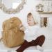 Miss Fong Leather Diaper Backpack - Large Capacity Baby Bag with Travel Bottles Diaper Pad & Stroller Hook - Buy Online on GoSupps.com