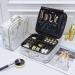 Frasheng Waterproof Travel Cosmetic Bag | Portable Make-Up Case with Adjustable Dividers | Marble Leather Makeup Organizer - Buy Online on GoSupps.com