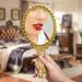 YUSONG Handheld Mirror with Handle - Travel Size Vintage Compact Mirror for Women - Gold Embossed Flower Design - Mini Makeup Mirror for Girls - Buy Online on GoSupps.com