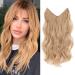 Blonde Hair Extensions with Adjustable Size Removable Clips 20inch Secret Invisible Hair extension Synthetic Curly Hair Pieces for Women 20 Inch Golden Blonde