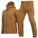 Hanxiulin jogging suit men's training suit leisure suit men casual long sleeves sports jacket jogging pants with hood jogger men jogging suit sweatshirt pants khaki m
