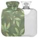 Naanle hot hot water bottle with reference green leaves Transparent hot water bottle 1l of warm stairs for pain relief back hand feet heat and cold therapy
