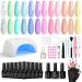 Beetles Gel Nail Polish with U V Light Starter Kit 12 Colors Spring Pastel Gel Polish with Base Gel Top Coat Cuticle Oil Soak Off Macaroon Gel Polish Set Gel 2023 Spring Popular Nail Art DIY A-Sweet Smoothie