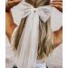 Vakkery Bride Pearl Bow Hair Clip Long Tulle Hair Bow Veil Wedding Bachelorette Party Decoration Bridal Shower Headpiece Hair Accessories for Women and Girls - Buy Online on GoSupps.com