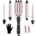 Waver Curling Iron Wand LAYADO 5 in 1 Curling Iron Set Curling Wand with 3 Barrel Curling Iron and 4 Interchangeable Ceramic Hair Wand 0.35"-1.25" Fast Heating Hair Curler in All Hair Type Rose Gold