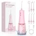 350mL/12oz Water Flosser with 3 Modes 6 Jet Tips Dental Oral Irrigator USB Rechargeable Cordless Water Dental Picks for Teeth Cleaning IPX7 Waterproof for Home and Travel for Oral Care(Pink)