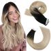 Moresoo Tape in Human Hair Extensions Ombre Tape in Extensions Real Hair Natural Black to Ash Blonde with Platinum Blonde Hair Extensions Tape in Remy 14 Inch 20Pcs/50g #1B/18/60 14 Inch #1B/18/60