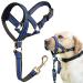 Barkeless muzzle bleine for heavy pullers no pulling stylish halter for medium -sized and large aggressive dogs gentle dog harnesses against pulling and suffocating the pet on walks S blue