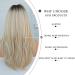 7JHH Long Blonde Wig with Bangs | 25-Inch Heat Resistant Synthetic Hair | Dark Roots Ombre Blonde | Daily Use - Buy Online on GoSupps.com