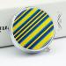 Round Yellow & Blue Stripes Pill Box | 3 Compartment Portable Medicine Organizer | Decorative Metal Pocket Pill Case - Buy Online on GoSupps.com