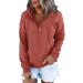 Women's Solid Color Hoodies Tops Long Sleeve Casual Drawstring Button Down Pullover Hooded Sweatshirt with Pocket X-Large A2orange