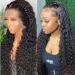 30 inch Deep Wave Lace Front Wigs Pre Plucked Hairline with Baby Hair 180% Density Glueless 13x4 HD Transparent Deep Curly Lace Frontal Wigs Unprocessed Brazilian Virgin Human Hair Wigs for Women