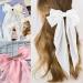 Kinretixia 2 Pieces Hair Bow Clips for Women Large Satin Hair Bows Long Tail Alligator Clips Big Hair Bow Girls Hair Pink/White - Buy Online on GoSupps.com