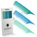 3 Sizes Premium Highlighting Comb Set Professional Weaving Styling With Rat Tail Comb Nylon Teasing Heat Resistant For Hair Salon Barbershop Home(Blue/Green) Green Set