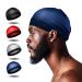 Selalu 4Pcs Wave Cap, Silk Stocking Wave Caps for 360 Waves, Good Compression Over Silky Durag for Men, Large Size Stain Caps Suitable for Adult Wave Red, Black, Navy, Silver